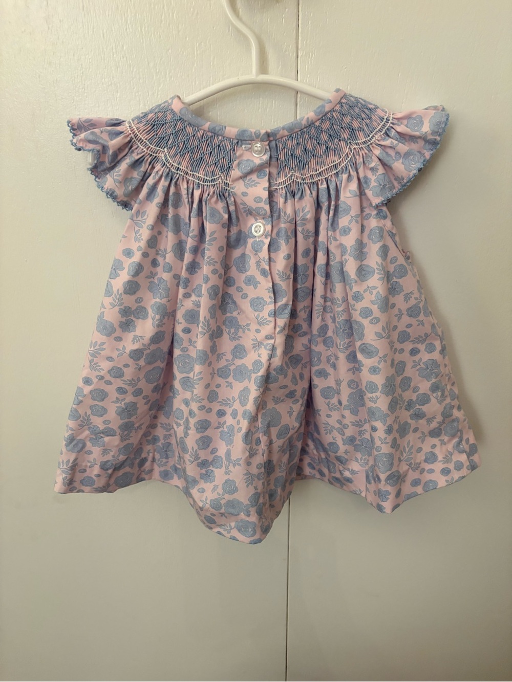 Girls Pink Floral Smocked Top - Picture 3 of 5